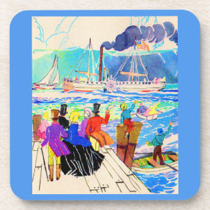 Dessous-de-verre course de yacht du 19e siècle
