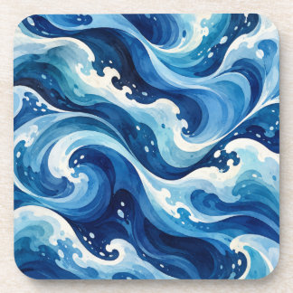 Dessous-de-verre Coussin de jet abstrait Vagues de l'océan bleu Aqu