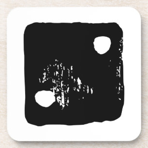 Dessous-de-verre Coussin noir et blanc #2 Linocut rustique