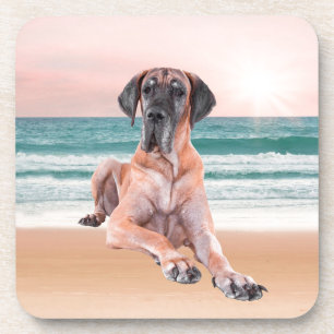 Dessous-de-verre Coutume Grand Chien Danse assis sur la plage