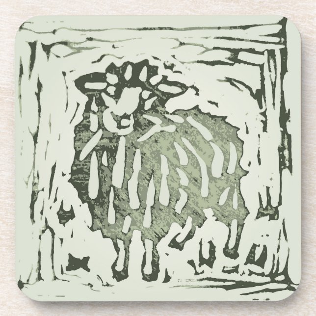 Dessous-de-verre Couverture d'âne de mouton d'impression de bloc -  (Devant)