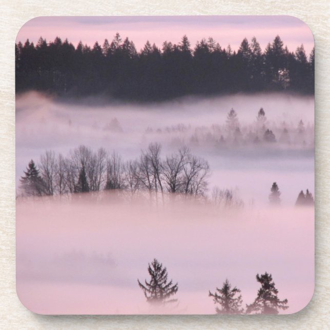 Dessous-de-verre Couverture de brouillard rose. (Devant)