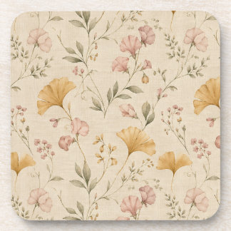 Dessous-de-verre Couverture de jet vintage moutarde florale botaniq