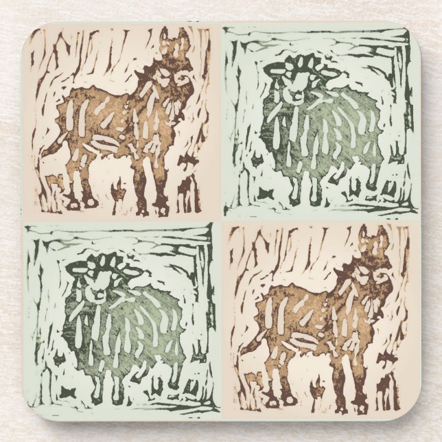 Dessous-de-verre Couverture imprimée en bloc mouton âne - animaux d (Devant)