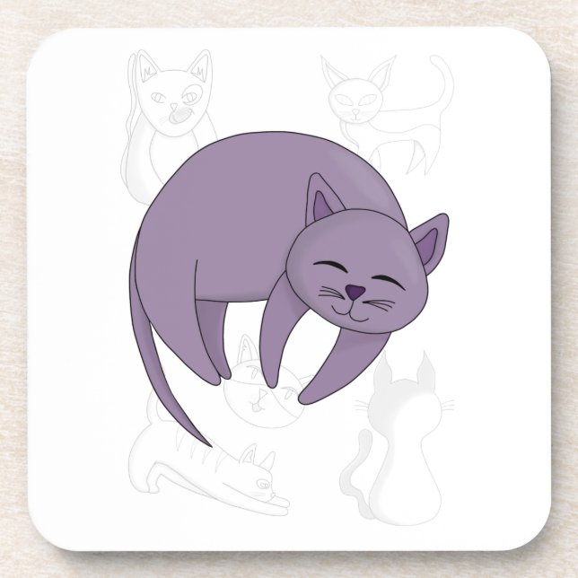 Dessous-de-verre Couvre-lit Dessins de Chat Gris Endormi et Chatons (Devant)