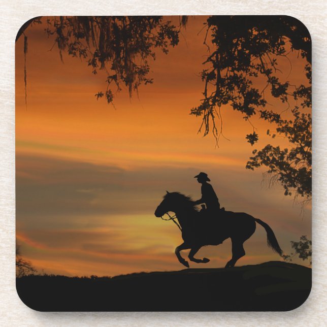 Dessous de verre Cowboy chevauchant dans le couche (Devant)