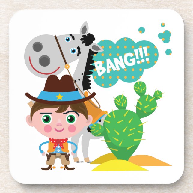 Dessous-de-verre Cowboy et cheval (Devant)