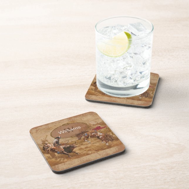 Dessous-de-verre Cowboy occidental de rodéo vintage (Côté Droit)