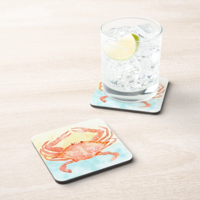 Dessous-de-verre Crabe bleu jaune aquarelle (Côté Droit)