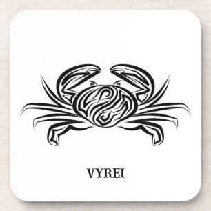 Dessous-de-verre Crabe tribal noir et blanc