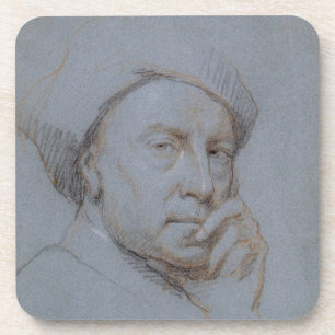 Dessous-de-verre Craie d'autoportrait (noir, rouge et blanc sur le