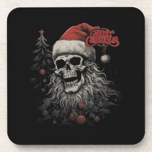 Dessous-de-verre crâne de squelette drôle joyeux noël père noël m