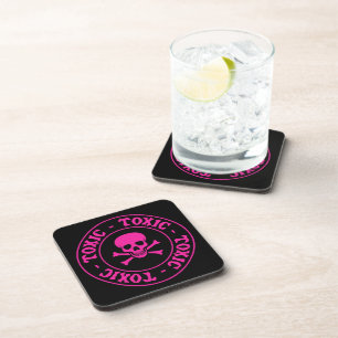 Dessous-de-verre Crâne rose toxique et os croisés