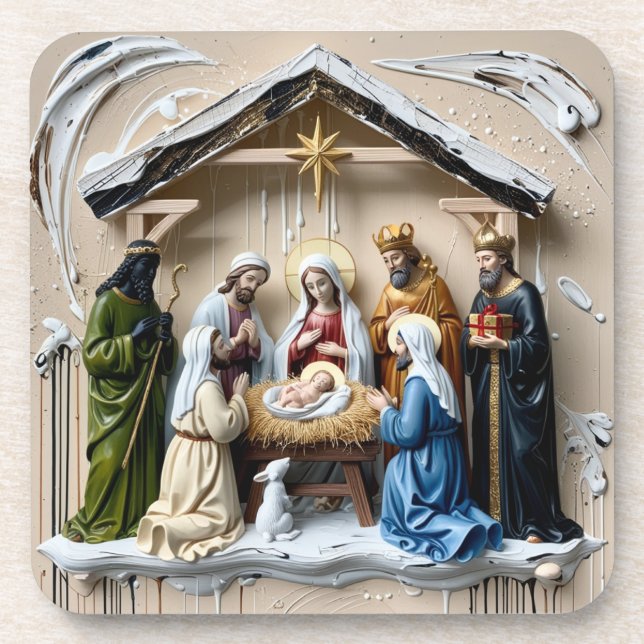 Dessous-de-verre crèche, arbre mages Bethléem (Devant)