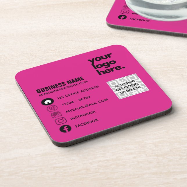 Dessous-de-verre Créer son propre logo Carte de visite CERISE PINK  (Côté gauche)
