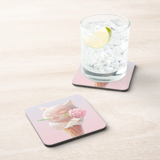 Dessous-de-verre Crème de glace Kitty - Rosy & Dreamy (Côté Droit)