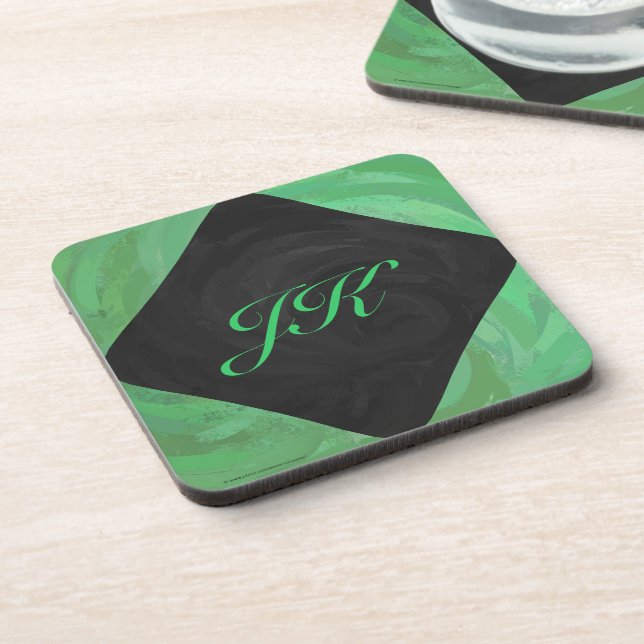 Dessous-de-verre Crème d'émeraude et monogramme noir (Côté gauche)