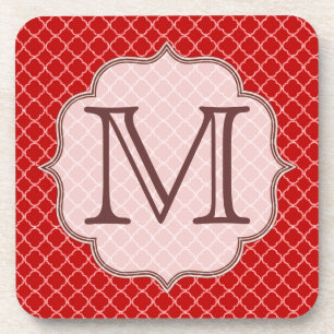 Dessous-de-verre Crimson Red Quarterfoil Monogramme Dessous de verr
