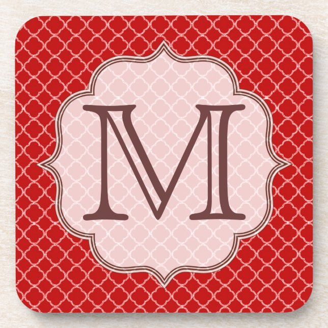 Dessous-de-verre Crimson Red Quarterfoil Monogramme Dessous de verr (Devant)