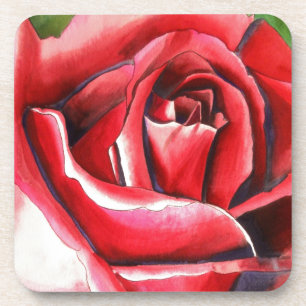 Dessous-de-verre Crimson Red Rose Original watercolor art