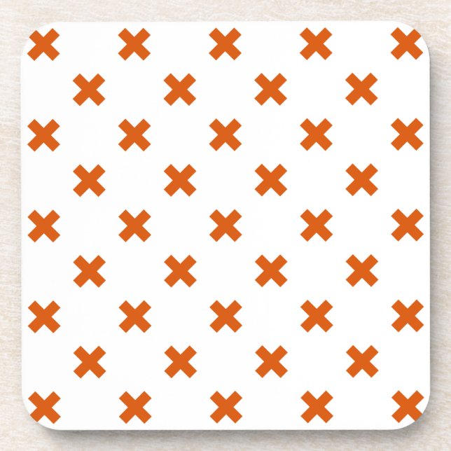 Dessous-de-verre Crochets orange sur blanc (Devant)