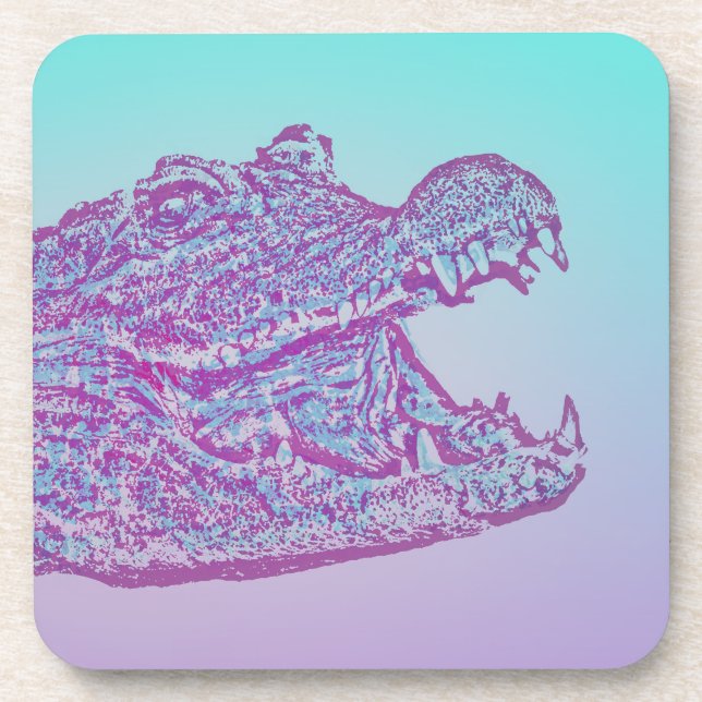Dessous-de-verre Crocodile bleu et violet Imprimer (Devant)