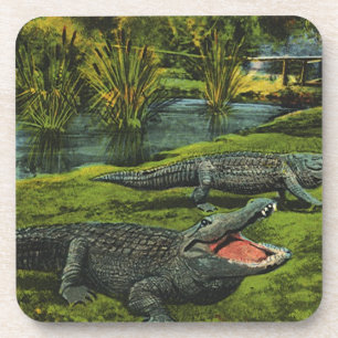 Dessous-de-verre Crocodiles, Animaux Reptiles de la Vie Marine Vint