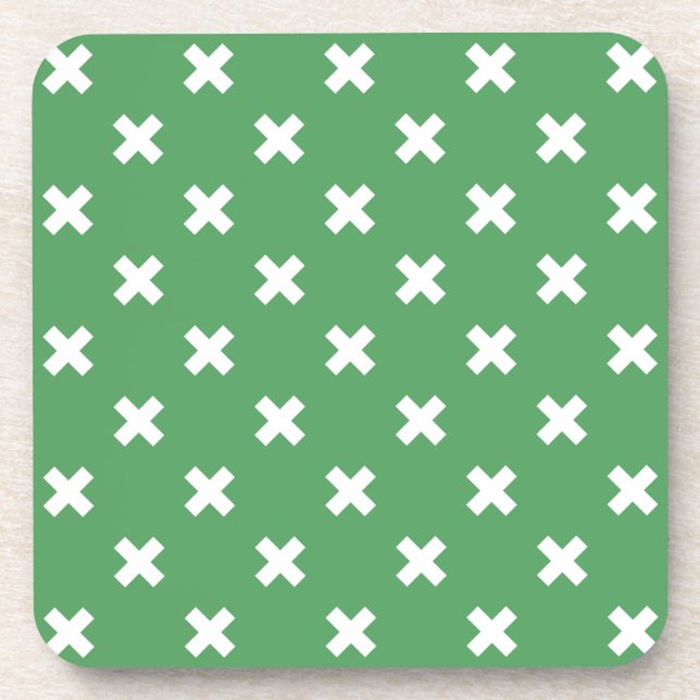 Dessous-de-verre Croix blanche sur le vert (Devant)