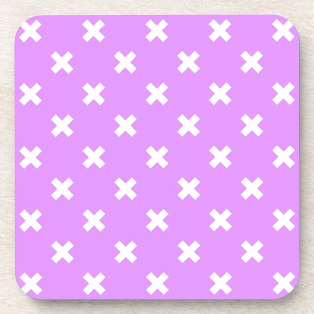 Dessous-de-verre Croix blanches sur lilas (Devant)