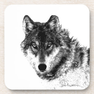 Dessous-de-verre Croquis de loup gris