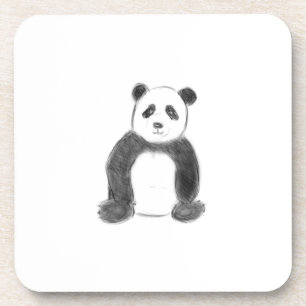 Dessous-de-verre Croquis de panda en noir et blanc