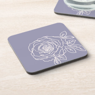 Dessous-de-verre Croquis de rose romantique floral moderne