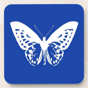 Dessous-de-verre Croquis papillon, bleu cobalt et blanc