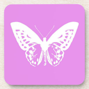 Dessous-de-verre Croquis papillon, orchidée et blanc