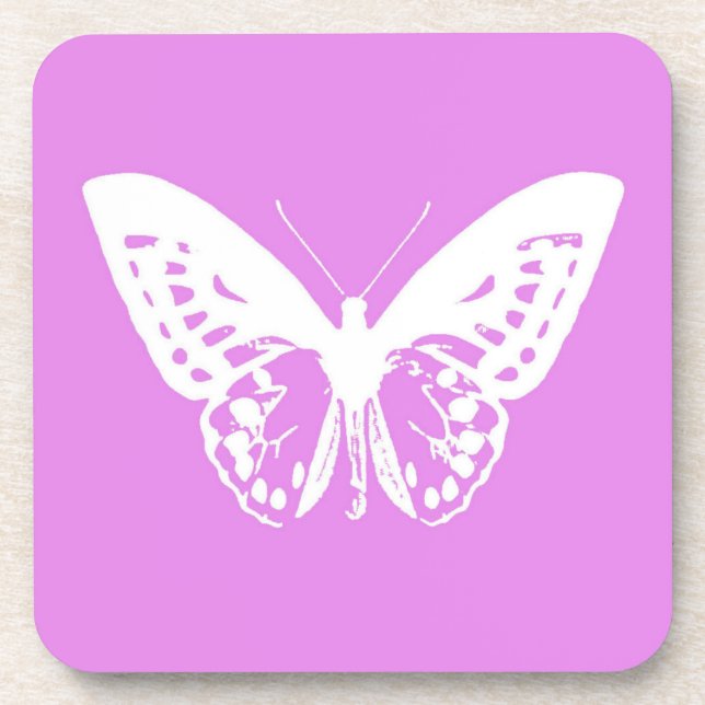 Dessous-de-verre Croquis papillon, orchidée et blanc (Devant)