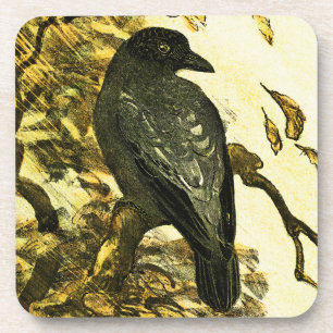 Dessous-de-verre Crow vintage Perché sur une branche Theo van Hoyte