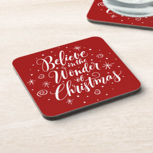 Dessous-de-verre Croyez en l'étonnement de Noël Lettering Round