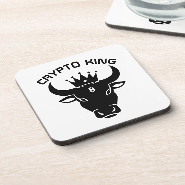 Dessous-de-verre Crypto King Personnalisé Blanc (Côté gauche)