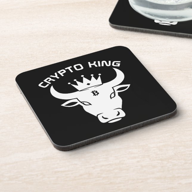 Dessous-de-verre Crypto King Personnalisé Noir (Côté gauche)