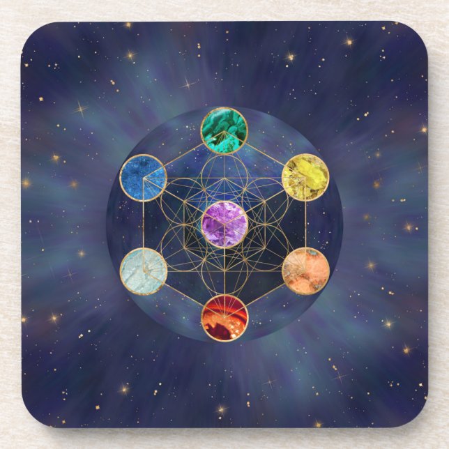 Dessous-de-verre Cube de Metatron Chakras Géométrie sacrée (Devant)