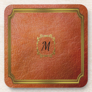 Dessous-de-verre Cuir Brown personnalisé de Faux