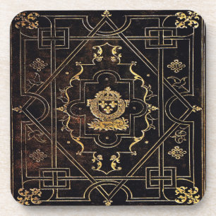 Dessous-de-verre Cuir Vintage et or tombés