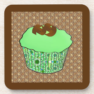 Dessous-de-verre Cupcake au chocolat congelé à la menthe, Arrière -