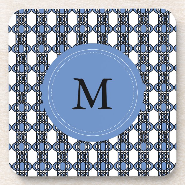Dessous-de-verre Custom Blue Abstract Scarab Pattern Monogram (Devant)