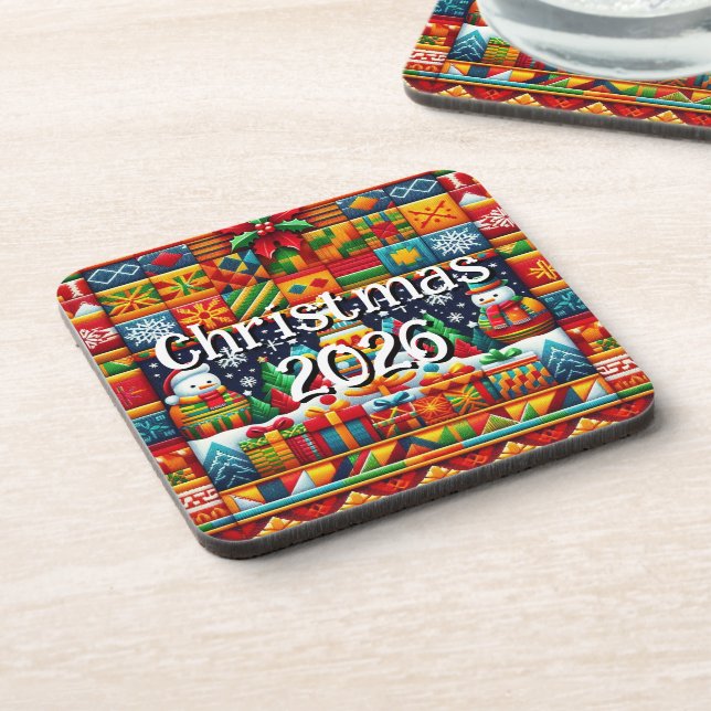Dessous-de-verre Custom Kente Cloth Holiday Coaster | African (Côté gauche)