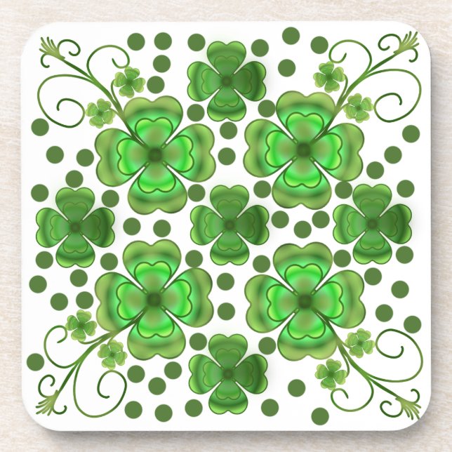 Dessous-de-verre Custom Metallic Green Clover & Swirl Pattern  (Devant)