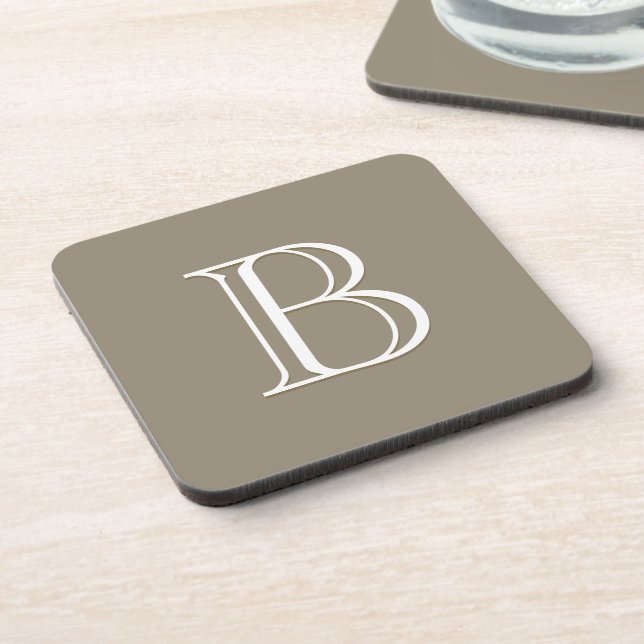 Dessous-de-verre Custom Monogrammed Letter Initial Brown Mocha (Côté gauche)