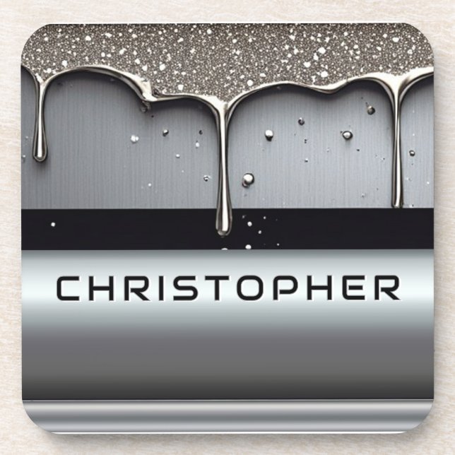 Dessous-de-verre Custom Name With Dripping Liquid Metal (Devant)