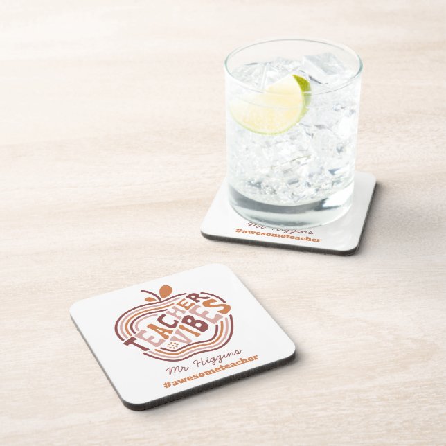 Dessous-de-verre Custom Teacher Vibes Boho Apple Awesome Teacher (Côté Droit)