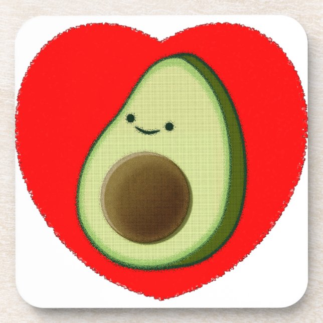 Dessous-de-verre Cute Avocado Dans Le Coeur Rouge (Devant)